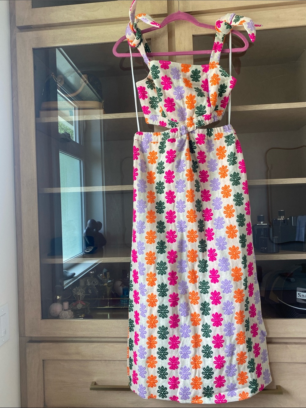saltwater LUXE White Sundress with Pink, Orange, Purple & Green Floral Print